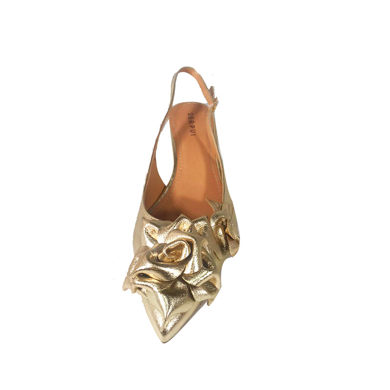 Slingback Flower Gold