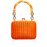 Bolsa SERPUI de vime laranja com alça fixa de bambu Giulia Orange