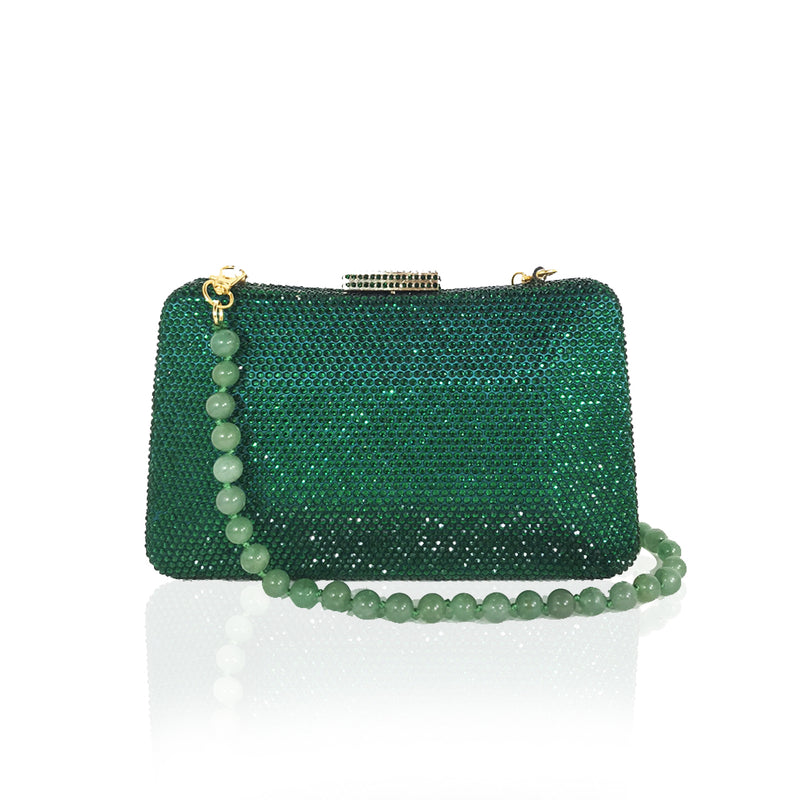 Clutch de Cristal verde Mirela Emerald