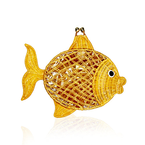 Clutch SERPUI em formato de peixe com trama vazada Peter Fish Light Honey
